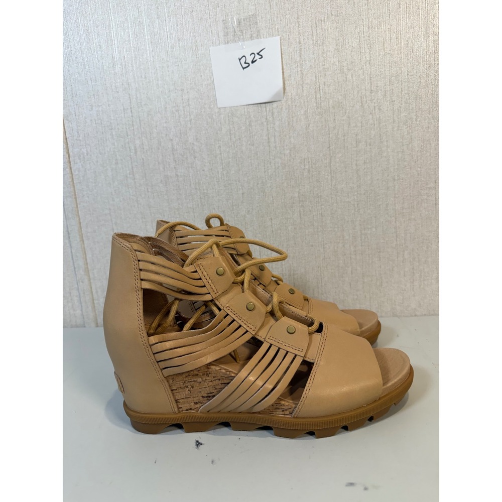 Sorel Womens Joanie II Lace Huarache Wedge Sandals NL4065 Camel Brown size 10